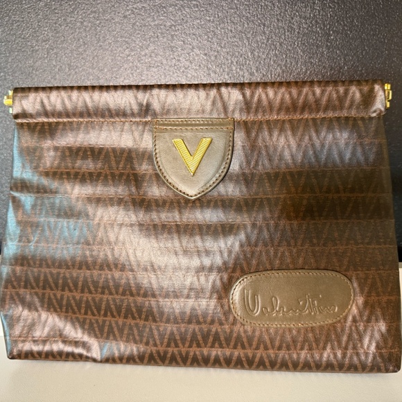 Valentino Brown Monogram Clutch Bag - Picture 1 of 3